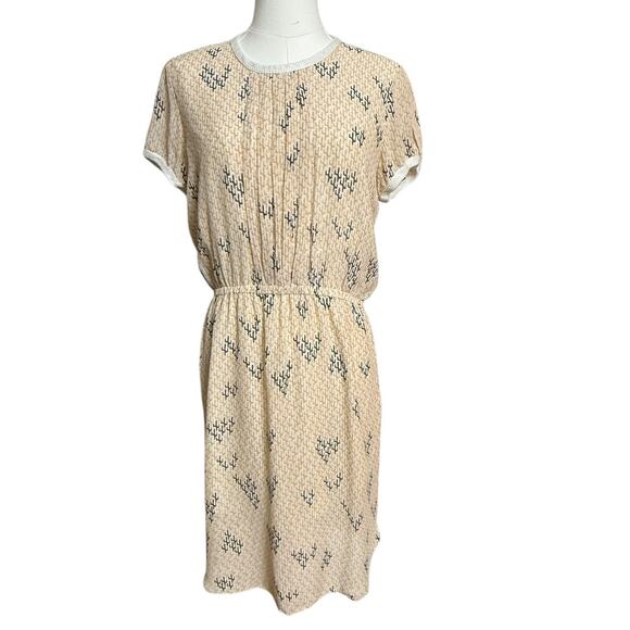 Sea New York Shift Dress Size 4 Brown Yellow Color Short Sleeves Crew Neck - Picture 1 of 7